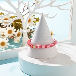 Браслет из полимерной глины Heishi Surfer Stretch с латунным сердцем&nbsp;BJEW-JB07850