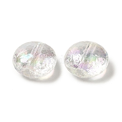 透明UVメッキレインボー虹色アクリルビーズ  フラットラウンド  クリアAB  15.3x16.5x9.7mm  穴：2mm&nbsp;OACR-A021-07