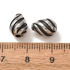 304ステンレススチールビーズ  ねじれた模様の涙滴  ステンレス鋼色  10x7mm  穴：2mm&nbsp;SA-CBA9DCB-21AS
