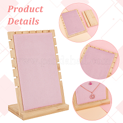 Présentoirs en bois pour organisateur de colliers à dos incliné avec tapis en velours&nbsp;AJEW-WH0471-130B