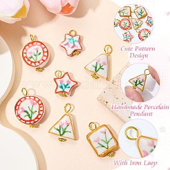 8 pendentif en porcelaine faite à la main&nbsp;HJEW-SW00367