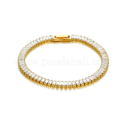 Bracciale tennis da donna in acciaio inossidabile 304 con pavé di zirconi cubici trasparenti rettangolari.&nbsp;IC8898-2