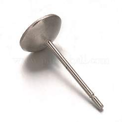 変色しにくい304ステンレススチールスタッドピアスセッティング  片穴パーツ用  ステンレス鋼色  トレイ：6mm  6mm  ピン：0.6mm&nbsp;STAS-G170-15P