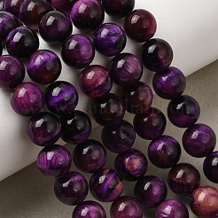 グレードAB天然タイガーアイビーズ連売り  染め＆加熱  ラウンド  パープル  8mm  穴：1.2mm  約46~47個/連  14.90~15.24''（37.8~38.7センチメートル）&nbsp;G-B133-A02-8MM-04