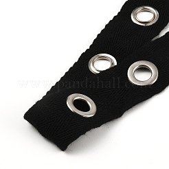 Rubans en coton avec œillets en fer couleur platine&nbsp;SRIB-WH0011-059C