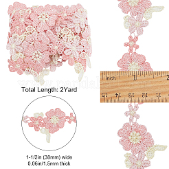 ジュエリー作り用の2ヤードのレーストリムポリエステル糸  花の形  服飾材料  ピンク  1-1/2インチ（38mm）&nbsp;AJEW-GF0004-78