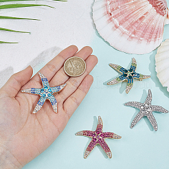 4 broche de solapa de aleación de estrella de mar de 4 colores para ropa de mochila&nbsp;JEWB-CY0001-08