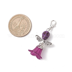 6 шт. подвеска в виде черепа-ангела на Хэллоуин из двух цветов прозрачного акрила и окрашенной синтетической бирюзы&nbsp;HJEW-JM03903