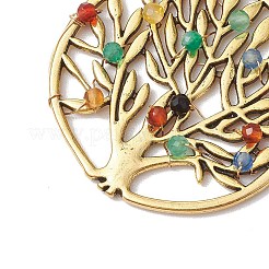 Ограненные круглые подвески из окрашенной медной проволоки из натурального агата PALLOY-JF02634