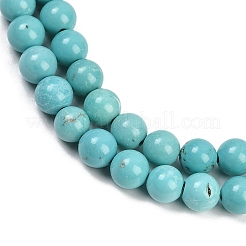 Синтетические зеленый бирюзовый бисер пряди G-T055-6mm-12-1