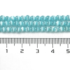 キャッツアイビーズ連売り  ラウンド  シアン  3mm  穴：0.5mm  約130個/連  15.75''（40センチメートル）&nbsp;CE-Z001-02I