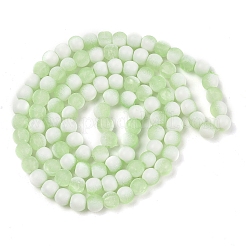 つや消しクラックルガラスビーズ連売り  ロンデル  淡緑色  6x5.5mm  穴：1mm  約145個/連  31.10''（79センチメートル）&nbsp;GLAA-U001-6mm-M09