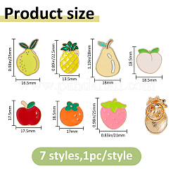 7 stücke 7 arten obst thema legierung emaille anstecknadeln für rucksack kleidung&nbsp;JEWB-FH0002-88
