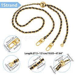 Cuero de pu negro con cadenas de correa de bolso de aleación.&nbsp;AJEW-WH0515-79G