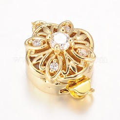 Полые цветок стойки обшивки латунь микро проложить застежками ящик кубического циркония KK-L141-14-NR