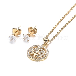 Комплекты украшений из нержавеющей стали 304 со стразами SJEW-H301-04G