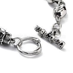 Bracelets de chaîne à maillons de crâne en alliage rétro pour femmes et hommes&nbsp;BJEW-L684-008AS