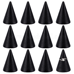 NBEADS 12 Pcs Black Ring Cone Display, 3.4x4.9cm Wooden Cone Ring Hoders Finger Ring Display Stand Jewelry Display Organizer for DIY Craft Ring Jewelry Display Exhibition