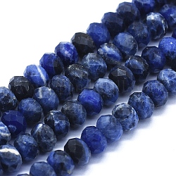 Chapelets de perles en sodalite naturelle, facette, rondelle, 7.5~8x5~5.5mm, Trou: 1.2mm, Environ 67~73 pcs/chapelet, 15.35 pouce (39 cm)