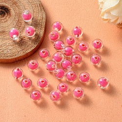 Transparente Acryl Perlen, Perle in Perlen, Runde, tief rosa, 8x7.5 mm, Bohrung: 2 mm, ca. 1700 Stk. / 500 g