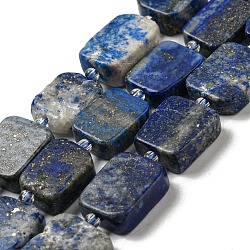 Chapelets de perles en lapis-lazuli naturel, avec des perles de rocaille, rectangle, 12~17.5x9.5~13x5~7.5mm, Trou: 1mm, Environ 25~26 pcs/chapelet, 15.94''~16.14'' (40.5~41 cm)