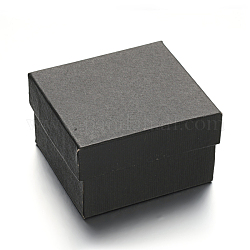 Boîtes à bijoux rectangle de carton pour montre, avec coussinet éponge à l'intérieur, noir, 89x81x54mm