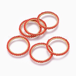 Miyuki & toho perline giapponesi fatte a mano, con 304 anelli di collegamento in acciaio inossidabile, modello telaio, anello, oro, rosso, 22~23x1.7mm