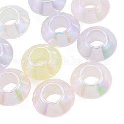 Electroplate Acrylic European Beads, Large Hole Beads, Pearlized, Rondelle, Mixed Color, 16x9mm, Hole: 7mm