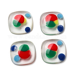 Cabujones de resina epoxi transparente, cuadrado, colorido, 15.5x15.5x4.5mm