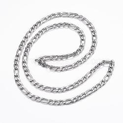 304 из нержавеющей стали Figaro цепи ожерелья, с карабин-лобстерами , цвет нержавеющей стали, 23.62 дюйм (60 см), 5x1.2 мм