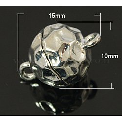 Chiusure magnetiche rotonde in ottone platino con passanti, 15x10mm, Foro: 0.5 mm