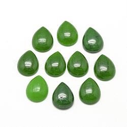 Cabuchones de jade natural de malasia, lágrima, verde, 17~18x12~13x5mm
