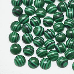 Синтетические малахитовые кабошоны, полукруглый, зелёные, 6x3 мм