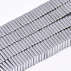 Electroplate Non-magnetic Synthetic Hematite Heishi Beads Strands, Thin Slice Flat Square Beads, Platinum Plated, 8.5x8.5x2mm, Hole: 1mm, about 201pcs/strand, 16.1 inch