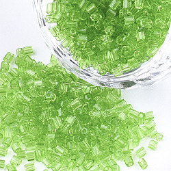 Grade une perles de rocaille en verre, hexagone (deux coupes), couleurs transparentes, lime green, 1.5~2.5x1.5~2mm, Trou: 0.8mm, environ 2100 pcs / sachet , 450 g / sac