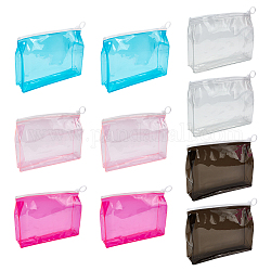 Wadorn 10 Stück 5 Farben transparente PVC-Kosmetik-Aufbewahrungsbeutel mit Reißverschluss, Maßgeschneiderte wasserdichte Reißverschlusstasche für Kosmetika, Aufbewahrung von Schreibwaren, Rechteck, Mischfarbe, 15x20x0.2 cm, Falte: 15x20x4.6cm, 2 Stk. je Farbe
