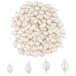 Superfindings 80pcs 4 estilos colgantes de perlas de imitación de acrílico, con fornituras de hierro, oval, Platino, color mezclado, 17~25x10~10.5x8~10mm, agujero: 2.5 mm, 20 piezas / style
