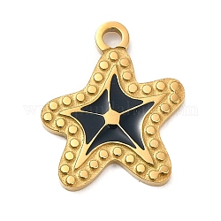 Ion Plating(IP) 304 Stainless Steel Enamel Pendants, Laser Cut, Star Charm, Real 18K Gold Plated, 16x13.5x1.5mm, Hole: 1.8mm