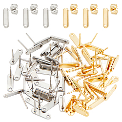 DICOSMETIC 60Pcs 2 Colors Stud Earring Findings with Hole Rectangle Stud Earrings Earring Post with Loop Hole Stud Earring Base for Jewelry Making, Hole: 1.4mm, Pin: 0.8mm