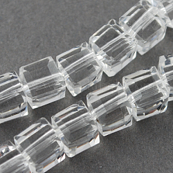 Chapelets de perles en verre, facette, cube, clair, 6x6x6mm, Trou: 1mm, Environ 100 pcs/chapelet, 22 pouce