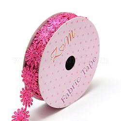 Glitter-Polyesterbänder, Blume, tief rosa, 5/8 Zoll (17 mm), etwa 2 yards / Rolle (1.8288 m / Rolle)