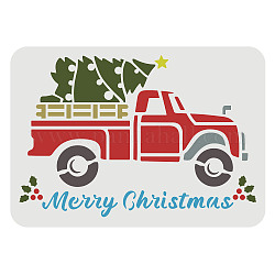 FINGERINSPIRE Merry Christmas Truck Carrying Christmas Tree Stencils Decoration Template 29.7x21cm A4 Large Painting Christmas Theme Reusable Mylar Template for Wall Wood Signs Christmas Home Decor