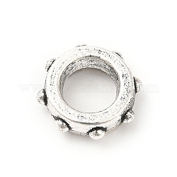 Perline foro grande in lega sitle tibetano, perline con foro grande, rondelle, argento antico, 8~9.5x3mm, Foro: 5 mm, circa 781pcs/500g