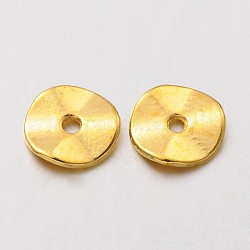 Perles intercalaires ondulées en alliage de style tibétain, plat rond, or, sans plomb et sans cadmium et sans nickel, 10x1mm, Trou: 2mm