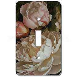 CREATCABIN 2Pcs Acrylic Light Switch Plate Outlet Covers, with Iron Screws, Wall Switch Plates Decoration, Rectangle, Peony Pattern, 115x70mm, Hole: 5mm & 25x10mm