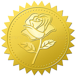 34 foglio di adesivi autoadesivi in lamina d'oro in rilievo, decalcomanie decorative con medaglia a punto rotondo per il sigillo della busta, fiore, 165x211mm, adesivi: 50mm, 12pcs / scheda