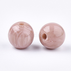 Perles en résine, pierre d'imitation, ronde, rose, 12mm, Trou: 2mm