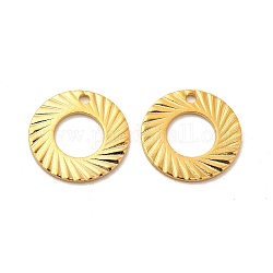 201 Stainless Steel Pendants, Round Ring Charm, Real 24K Gold Plated, 13x0.5mm, Hole: 1.2mm