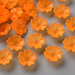 Tapas de cuentas de acrílico esmerilado transparente, 5-pétalo, flor, naranja oscuro, 16.5x6mm, agujero: 1.6 mm, aproximamente 959 unidades / 500 g