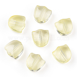 Spruzzare perle di vetro trasparente dipinte, tulipano fiore, giallo oro chiaro, 9x9x5.5mm, Foro: 1 mm